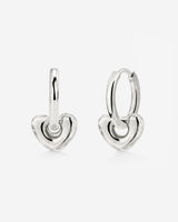 Phat Heart Hoop Set Small Argento