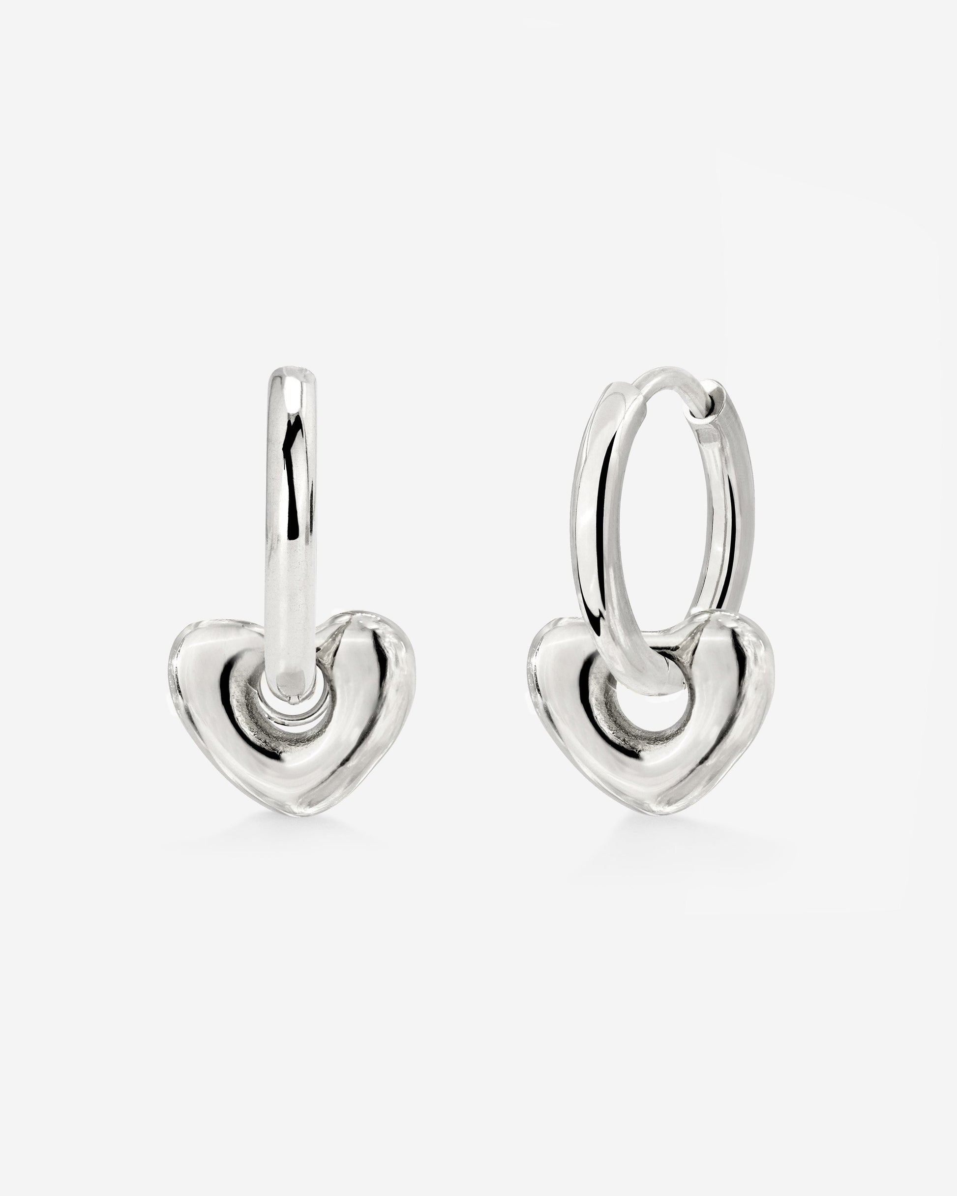 Phat Heart Hoop Set Small Argento