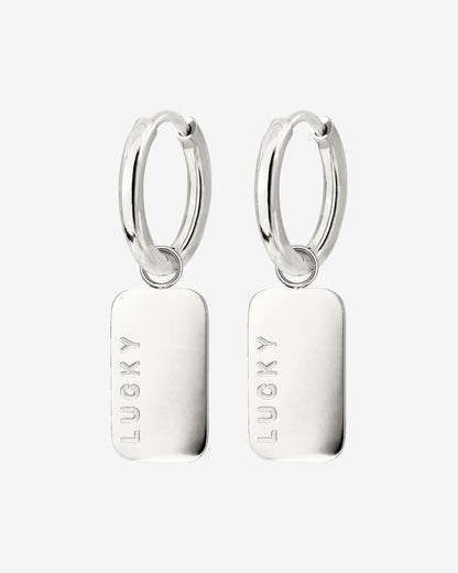 Lucky Pendant Hoop Set Small Argento
