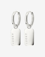 Lucky Pendant Hoop Set Small Argento
