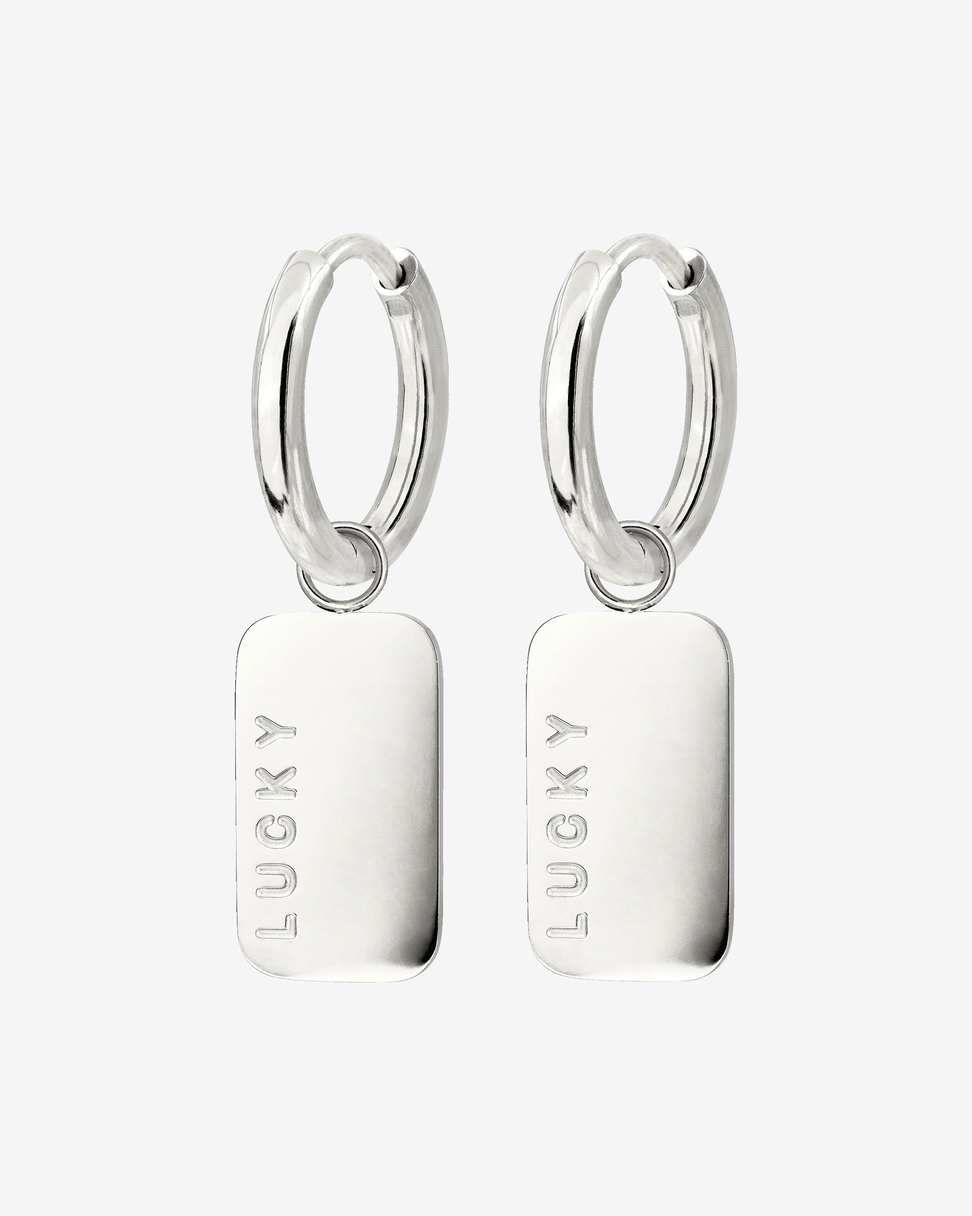 Lucky Pendant Hoop Set Small Argento