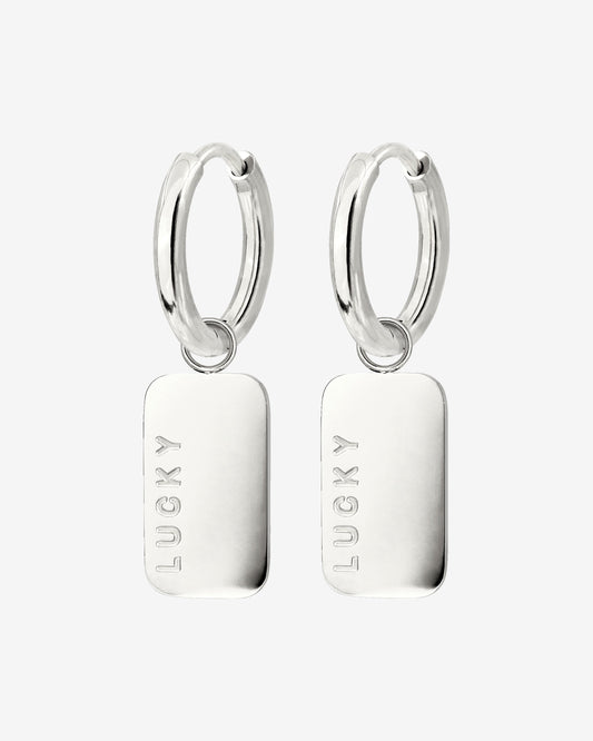 Lucky Pendant Hoop Set Small Argento