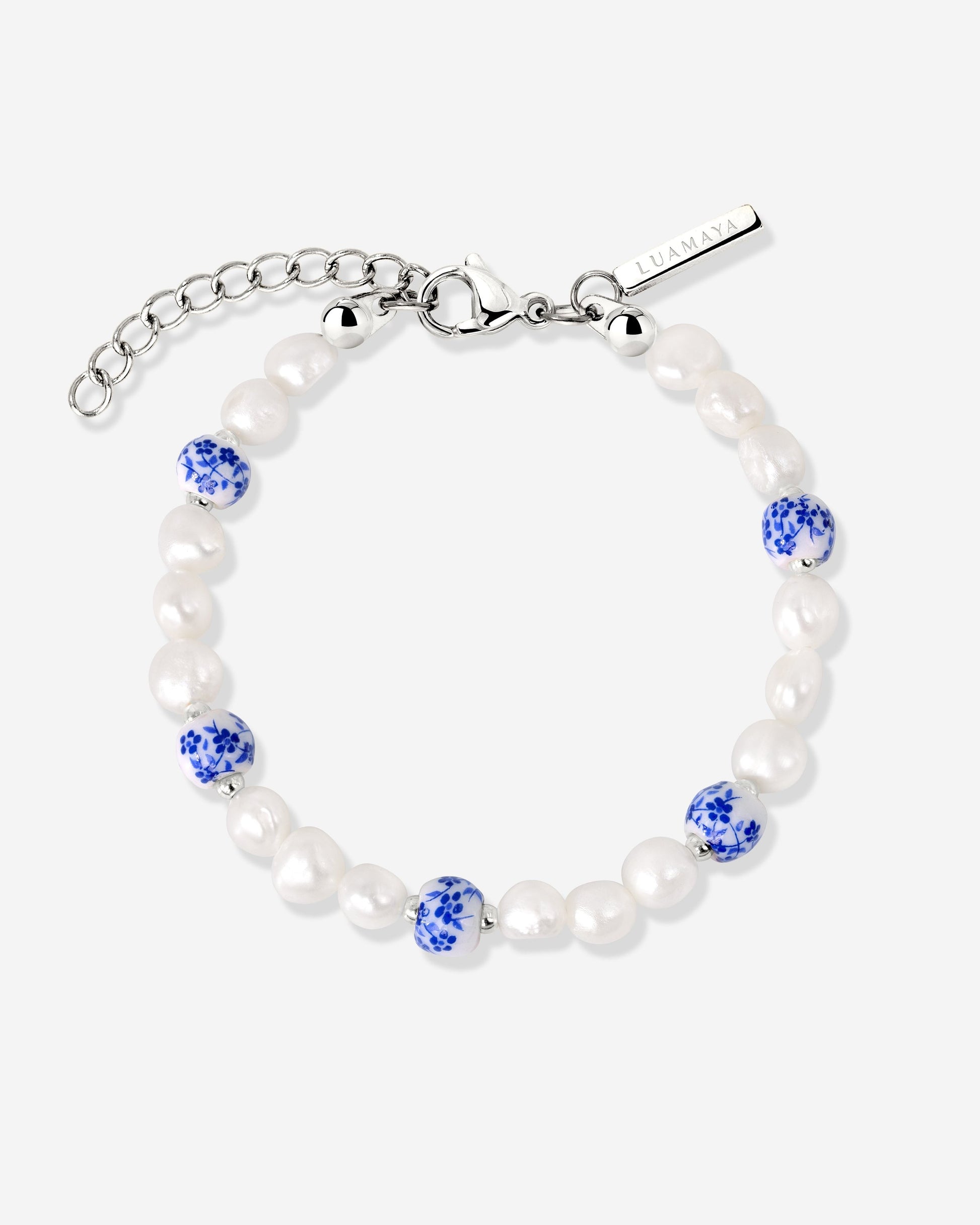 Flower Tile Pearl Bracciale Argento