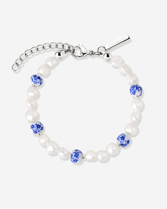 Flower Tile Pearl Bracciale Argento