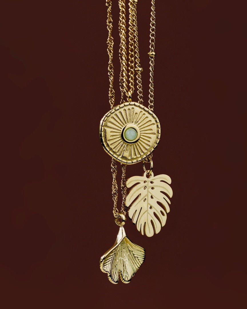 Ginkgo Leaf Collana Oro Rosa