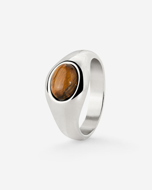 Tiger's Eye Anello Argento