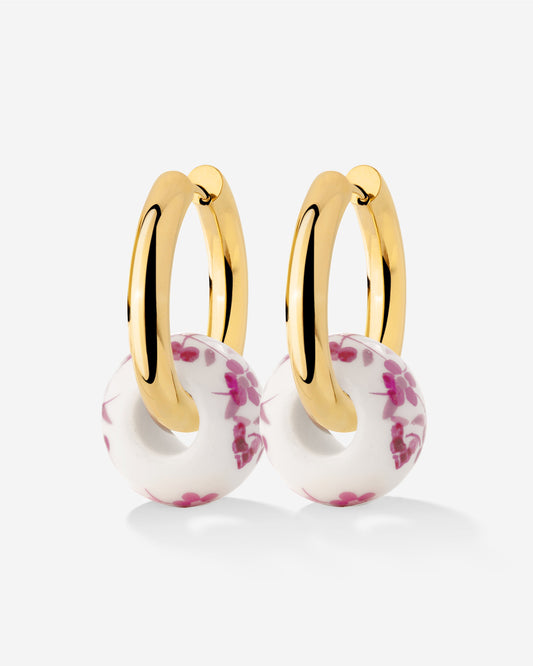 Chunky Pink Flower Tile Hoop Set Medium
