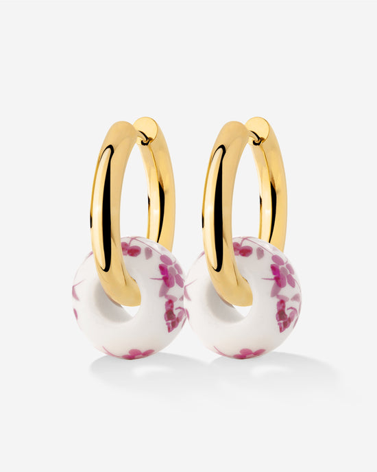 Chunky Pink Flower Tile Hoop Set Medium