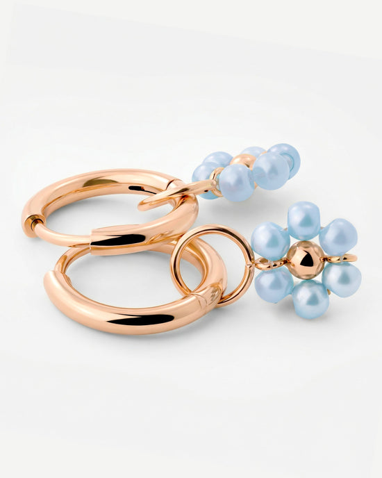 Forever Blue Daisy Hoop Set Small Oro Rosa