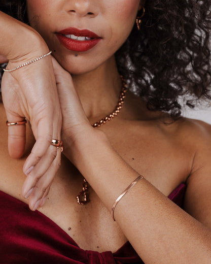 Slim Herringbone Bracciale Oro Rosa