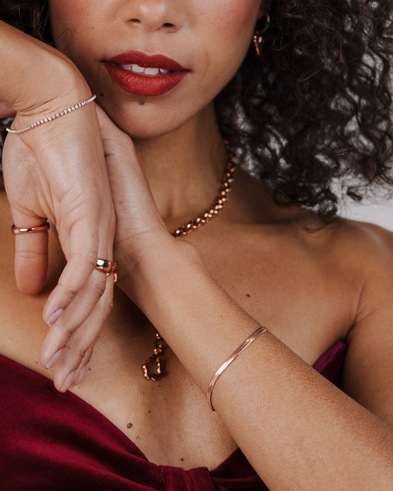 Slim Herringbone Bracciale Oro Rosa