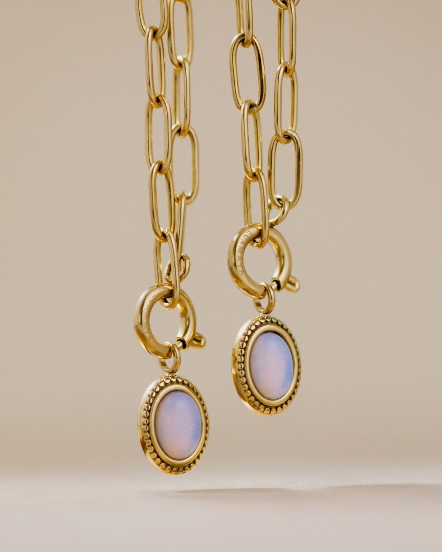 Opaline Oval Links Collana Set Oro