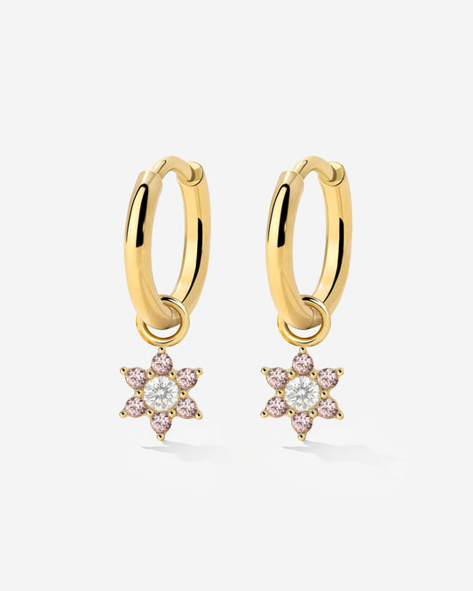Pink Petal Hoop Set Small Oro