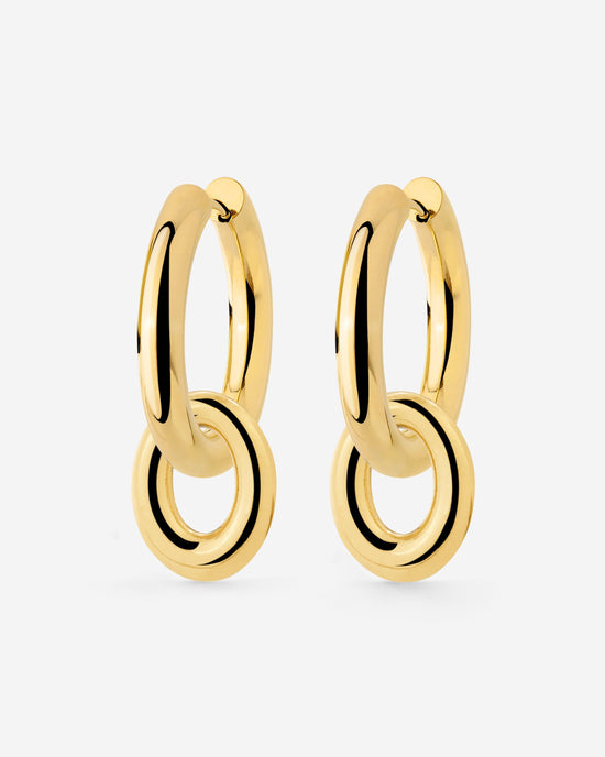 Chunky Oval Donut Hoop Set Medium Oro