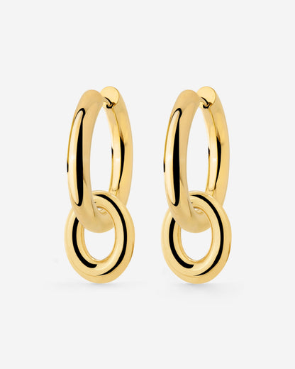 Chunky Oval Donut Hoop Set Medium Oro