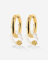 Chunky Flora Pearl Hoop Set Medium Oro