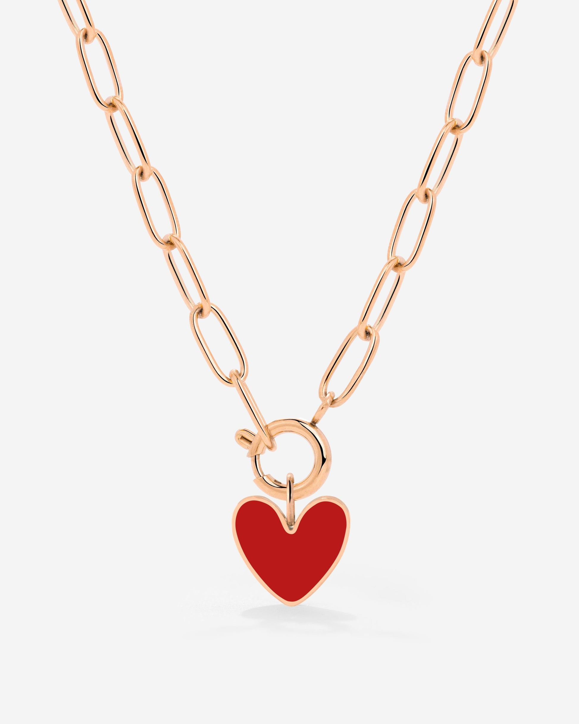 Red Heart Oval Links Collana Set Oro Rosa