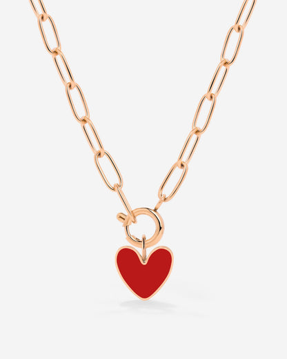 Red Heart Oval Links Collana Set Oro Rosa