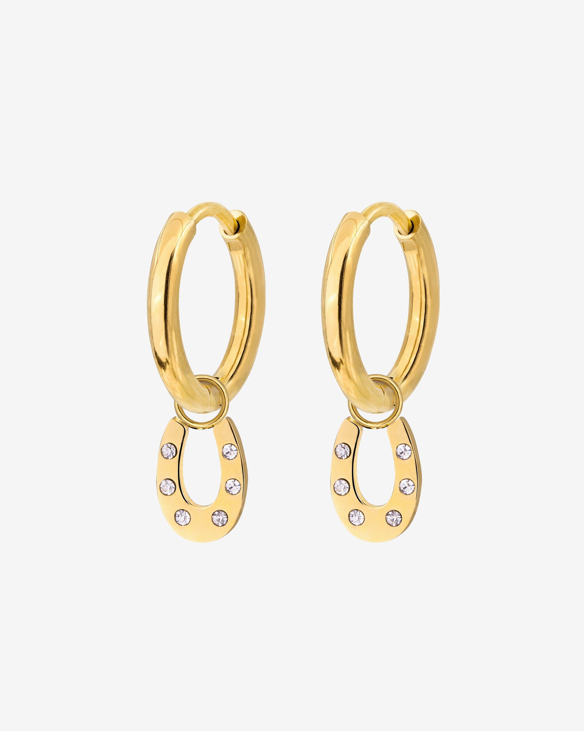 Blinged Horseshoe Hoop Set Small Oro