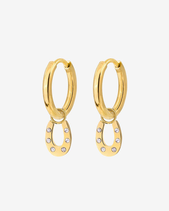 Blinged Horseshoe Hoop Set Small Oro