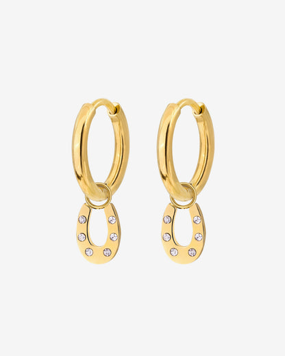 Blinged Horseshoe Hoop Set Small Oro