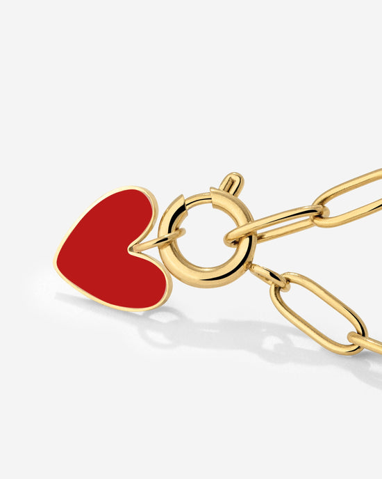 Red Heart Oval Links Collana Set Oro