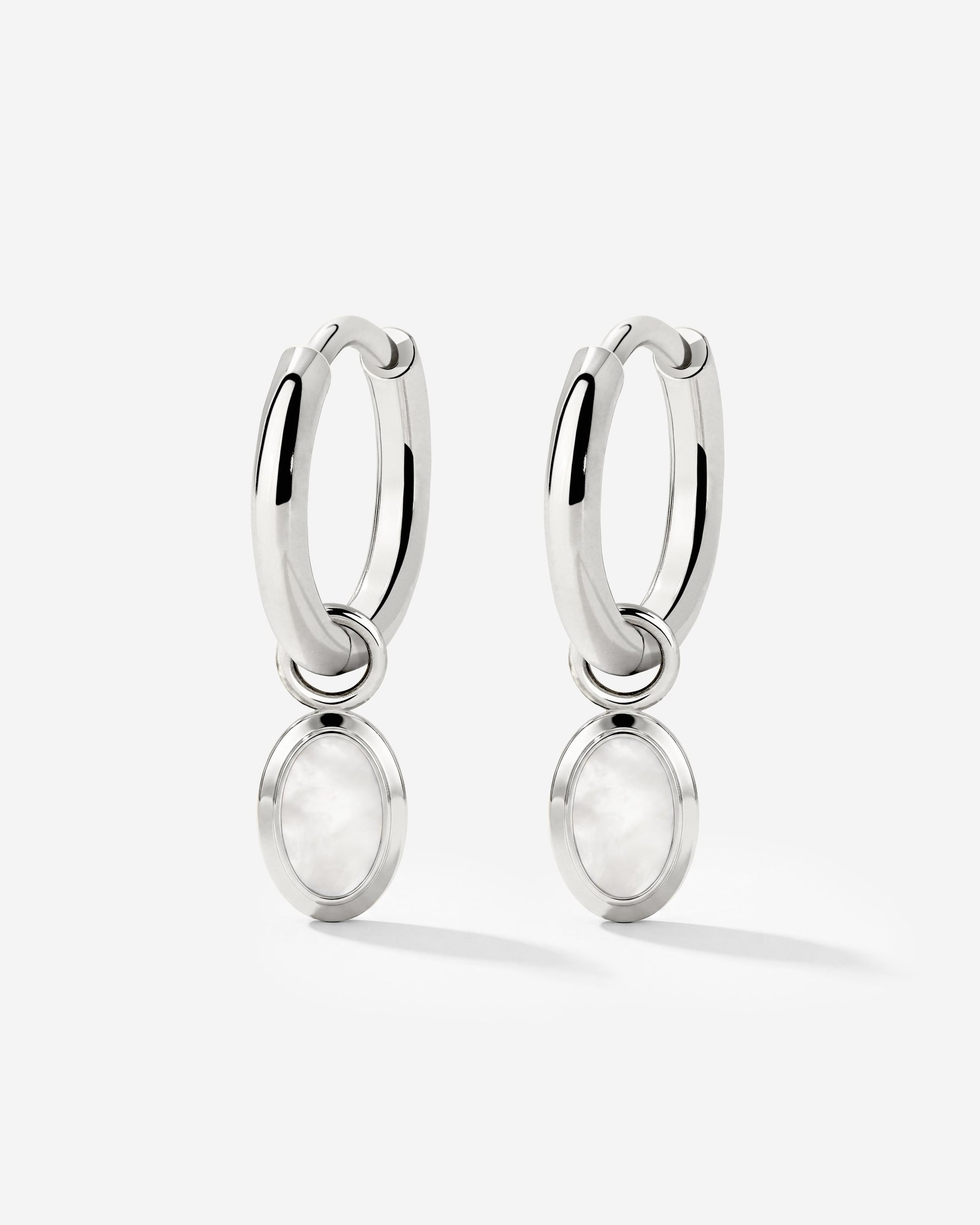 Mother of Pearls Hoop Set Argento