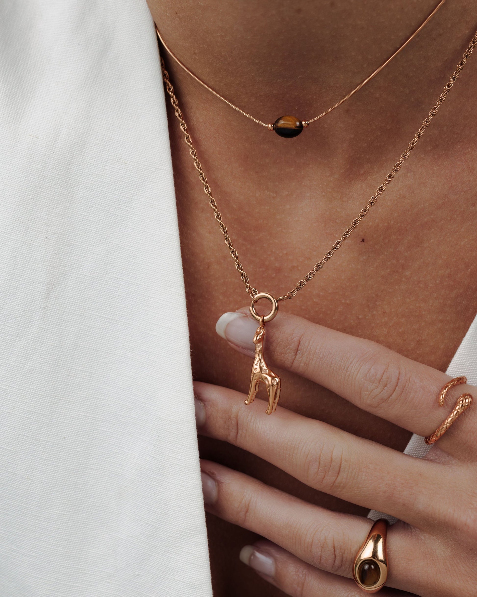 Giraffe Rope Chain Collana Set Oro Rosa