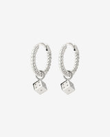 Lucky Dice Twisted Hoop Set Baby Argento