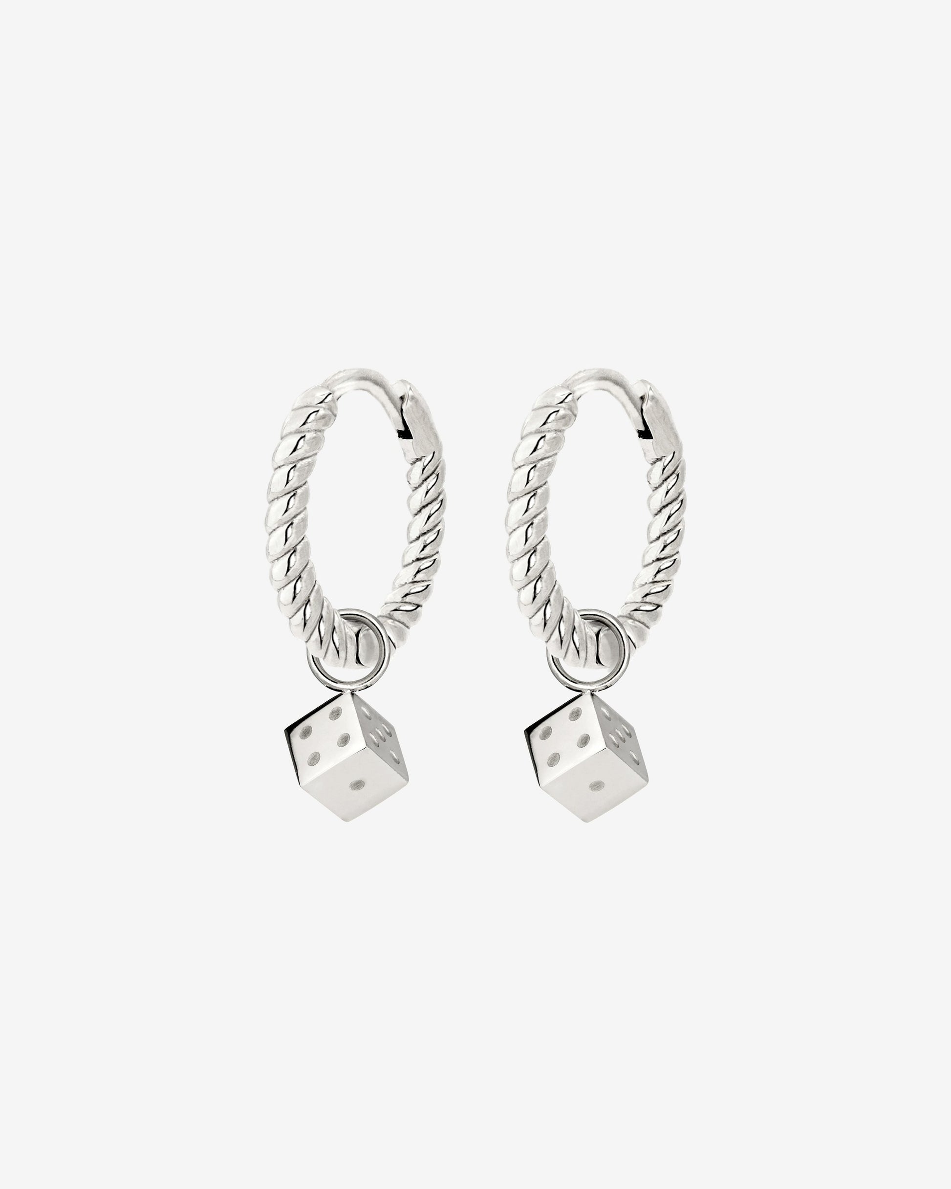 Lucky Dice Twisted Hoop Set Baby Argento