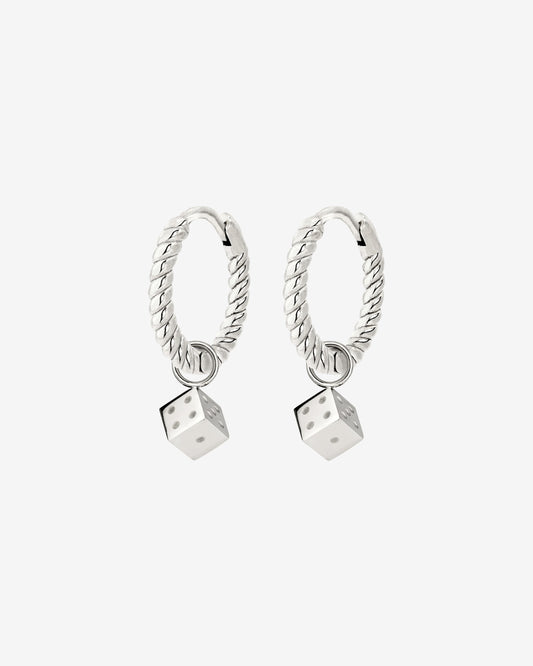 Lucky Dice Twisted Hoop Set Baby Argento