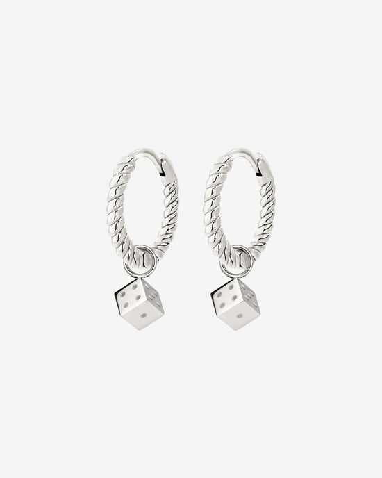Lucky Dice Twisted Hoop Set Baby Argento