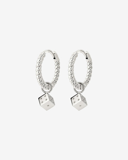 Lucky Dice Twisted Hoop Set Baby Argento