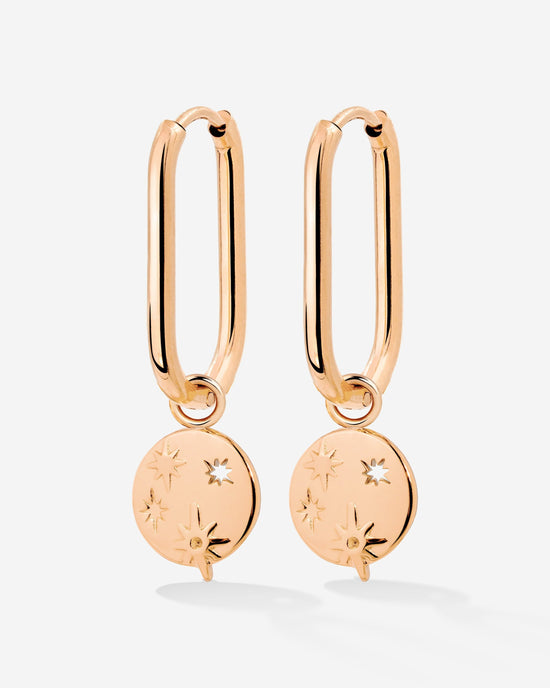 Shiny Stars Oval Hoop Set Small Oro Rosa