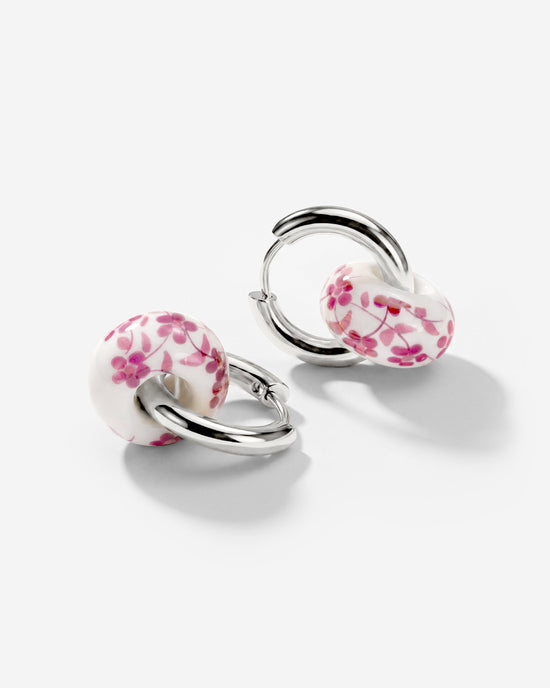 Chunky Pink Flower Tile Hoop Set Medium
