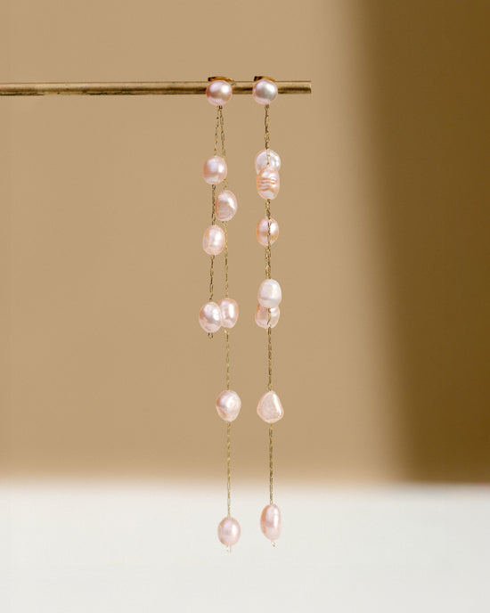 Blush Pearl Fall Orecchini Oro Rosa
