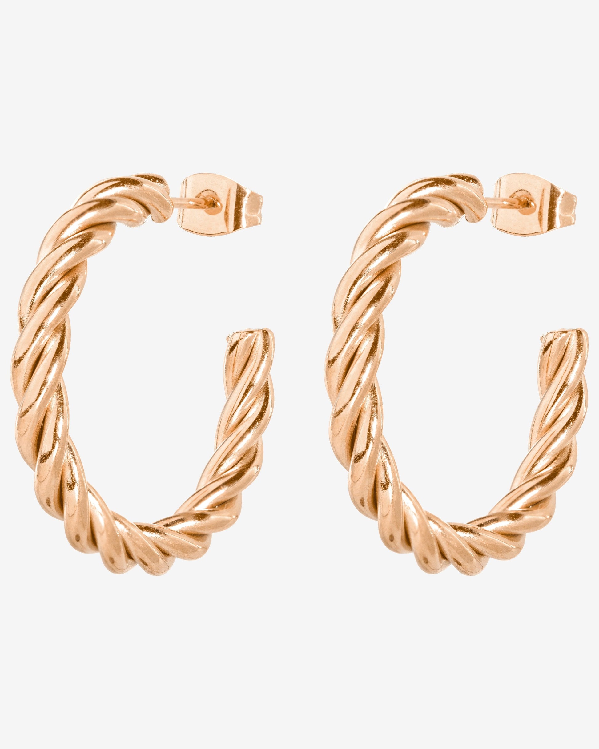 Squeeze it Medium Hoop Studs Oro Rosa