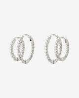 Twisted Hoop Set Small Argento