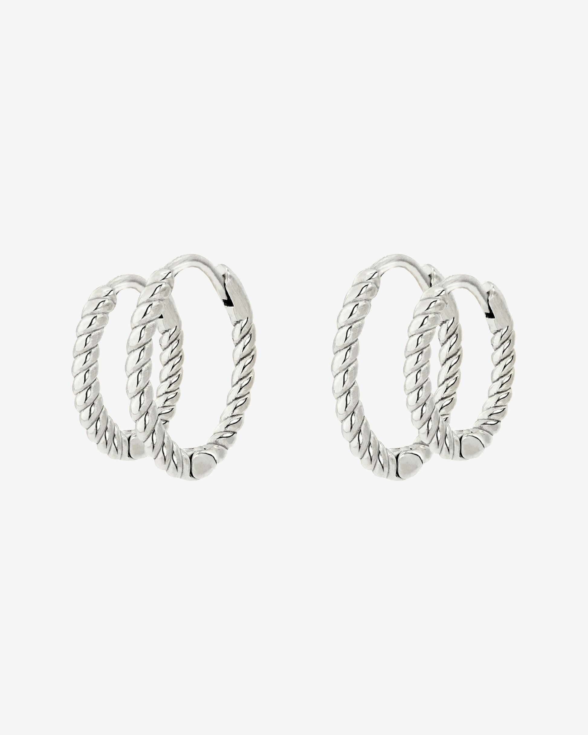 Twisted Hoop Set Small Argento