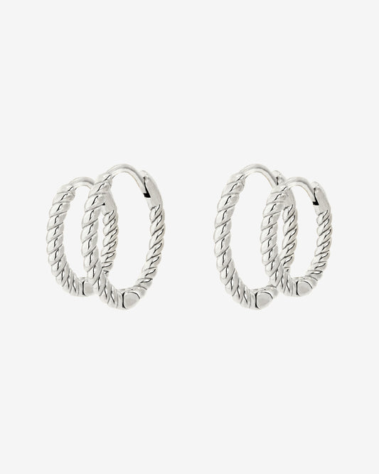 Twisted Hoop Set Small Argento