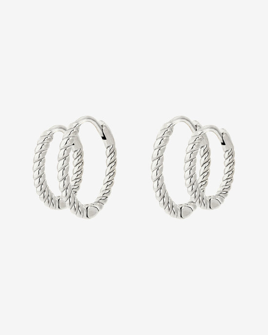 Twisted Hoop Set Small Argento