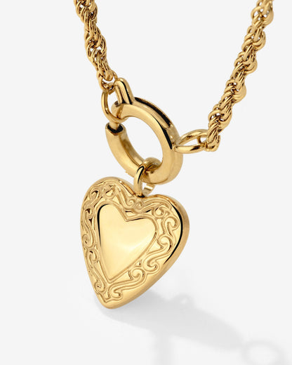 Vintage Heart Rope Chain Collana Set Oro