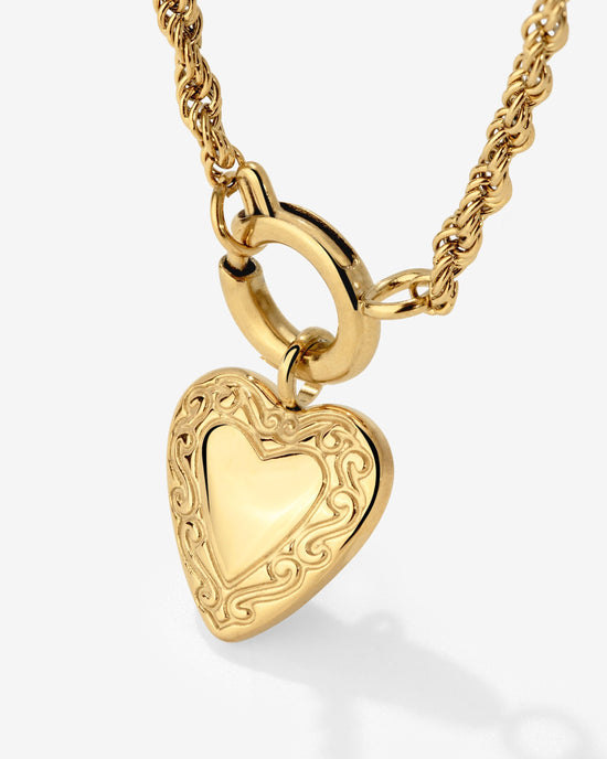 Vintage Heart Rope Chain Collana Set Oro