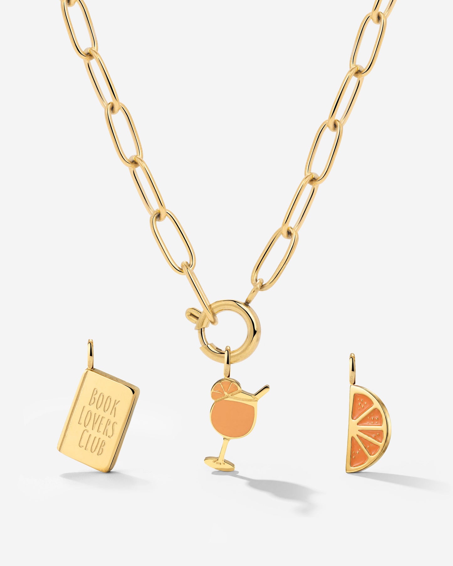 Oval Links Charm Collana Set