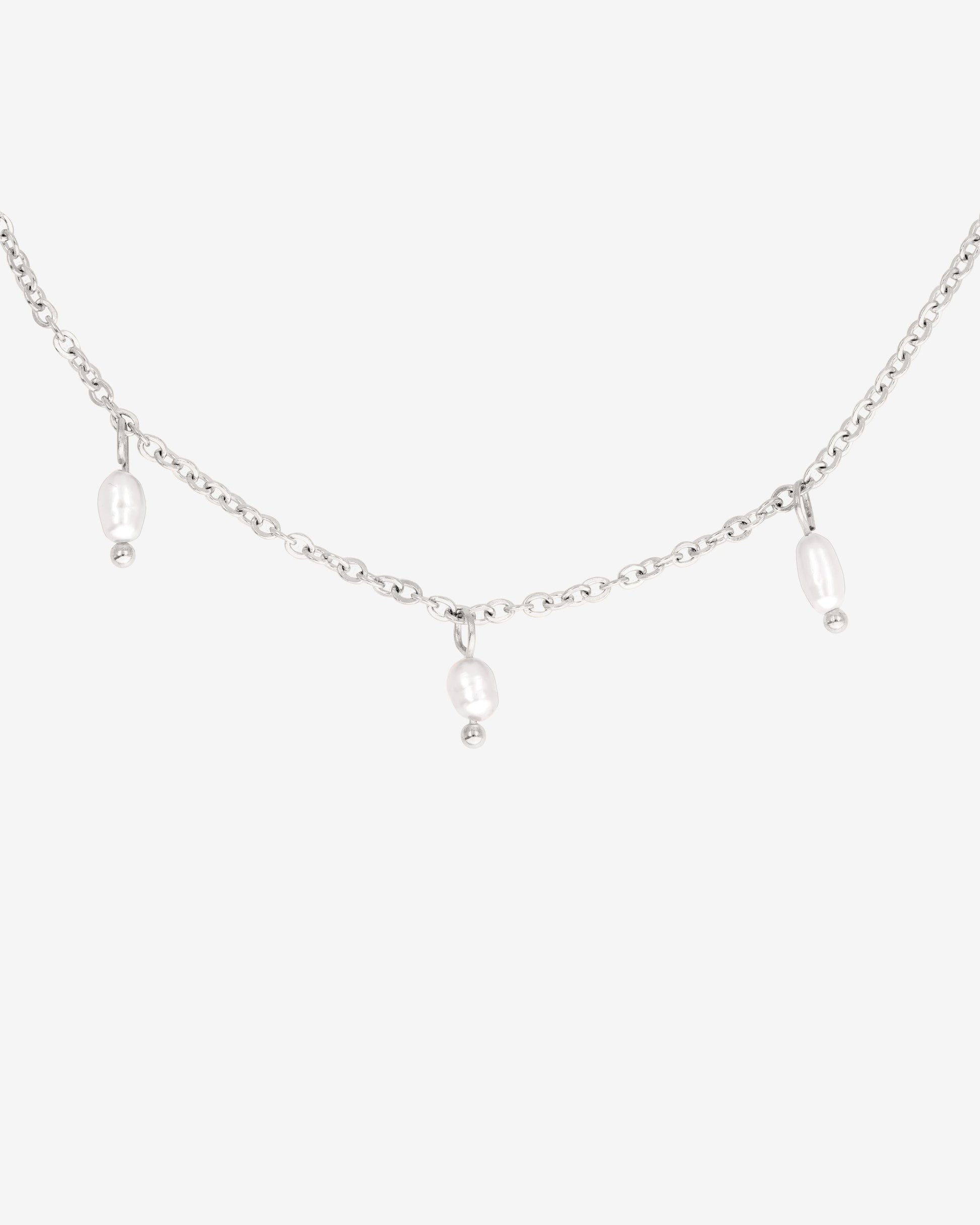 Perla Blanco Choker Argento