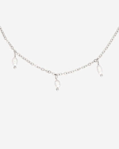 Perla Blanco Choker Argento