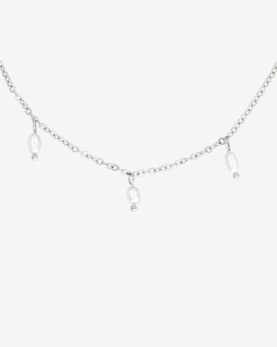 Perla Blanco Choker Argento
