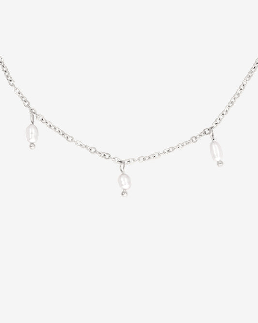 Perla Blanco Choker Argento