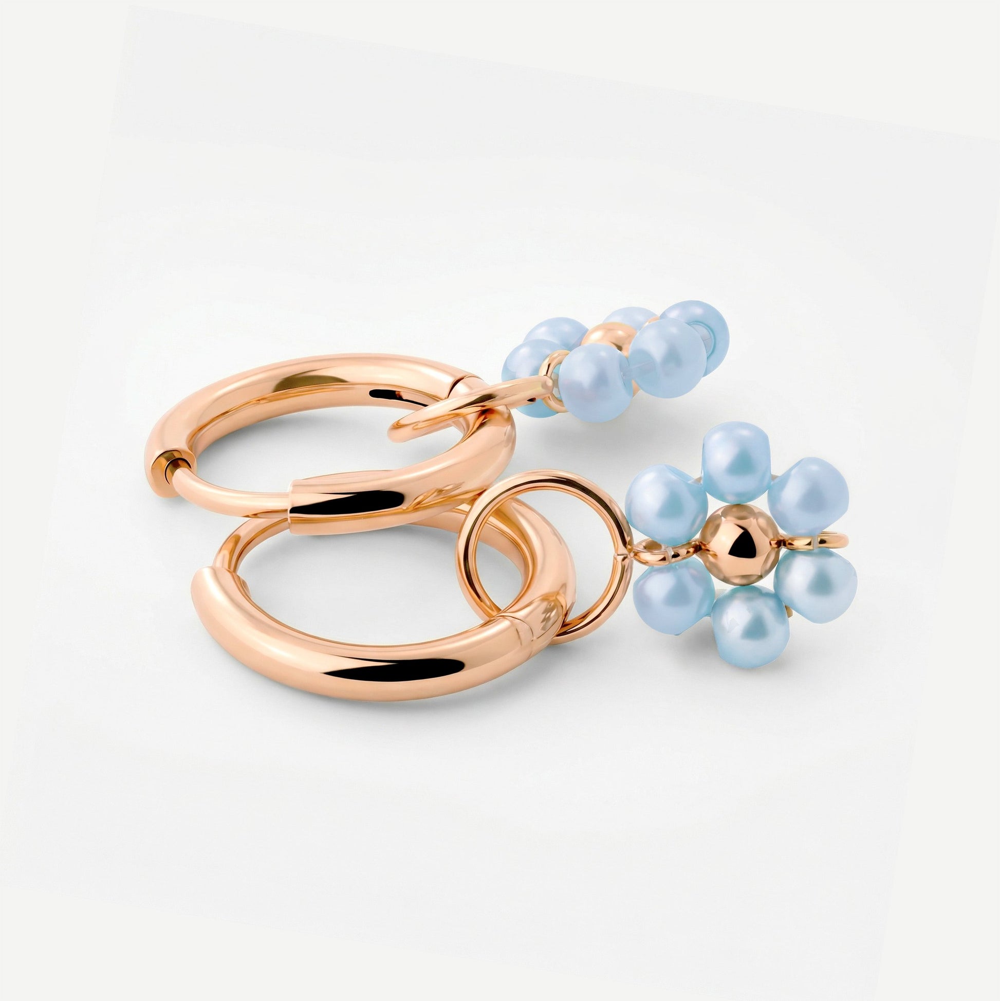 Forever Blue Daisy Hoop Set Small Oro Rosa