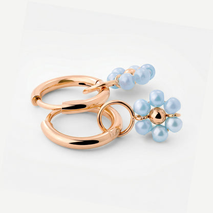 Forever Blue Daisy Hoop Set Small Oro Rosa
